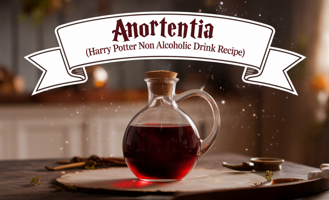 A frothy, steaming cup of Amortentia, the famous non-alcoholic potion from Harry Potter, garnished with a sprinkle of cinnamon and a whimsical swirl of whipped cream.